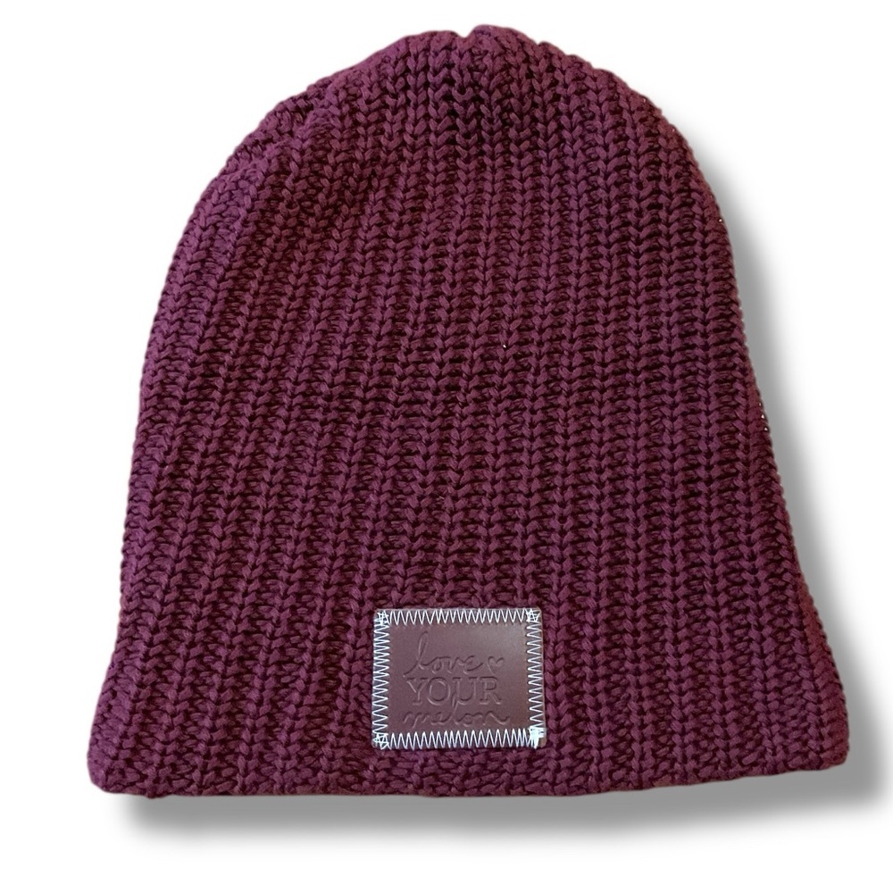 Love Your Melon Burgundy Cotton Rib Knit Beanie